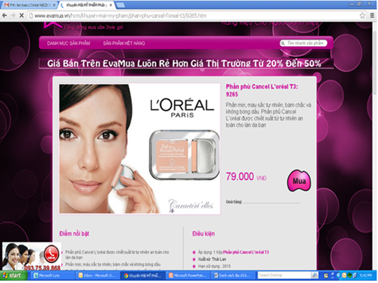 Những  website bán hàng mỹ phẩm giả L’Oreal – Maybelline và Lancome