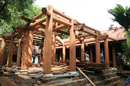  Gác Khánh của chùa Trăm Gian được làm mới 100% (ảnh: Lao động)