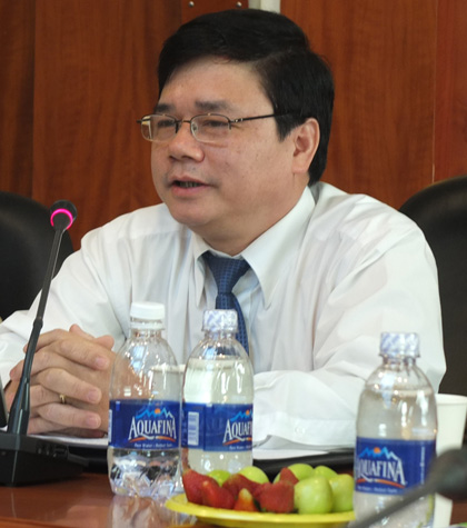 Vụ trưởng Vụ thanh toán (Ngân hàng Nhà nước) - Bùi Quang Tiên tại buổi họp báo ngày 27/2. Ảnh: Thanh Lan