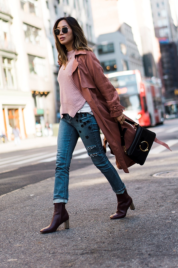 Aimee Song, Song of style, thu đông 2016, áo khoác, quần jeans, bốt, Louis Vuitton, Chanel, Celin, Jimmy Choo, Acne Studios