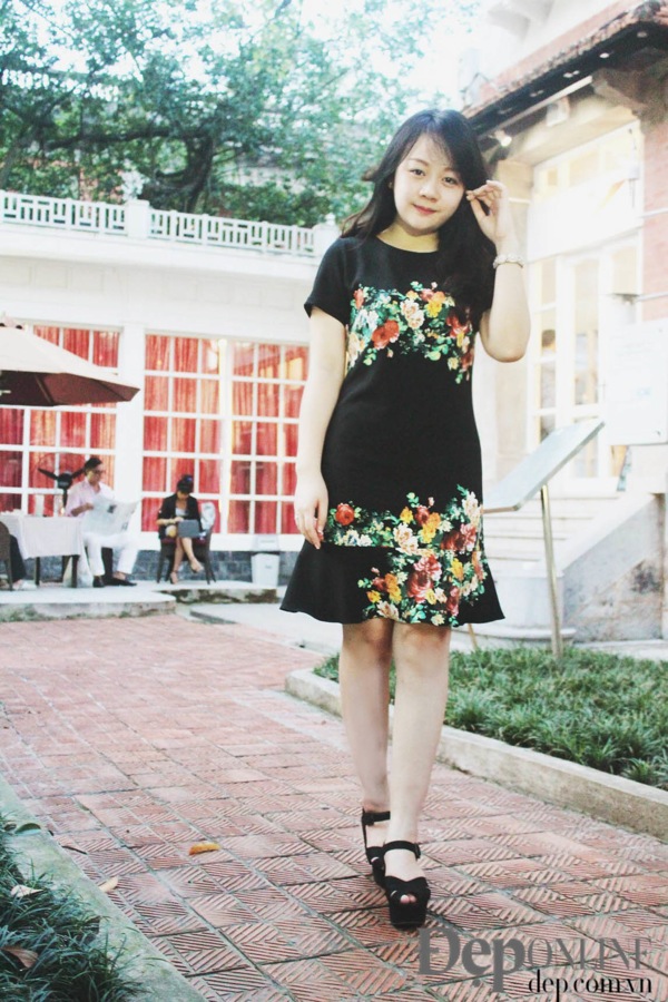 váy đen, floral, editor, đẹp online