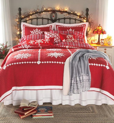 giáng sinh, trang hoàng, ông già Noel, phòng ngủ, giường đẹp