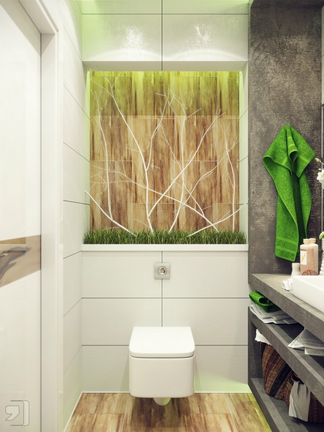 Green white nature inspired bathroom