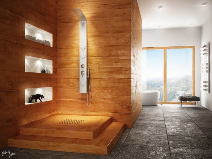 Modern bathroom with natural elements
