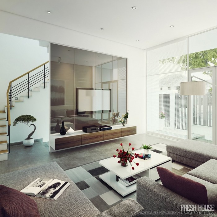 modern living room in neutrals