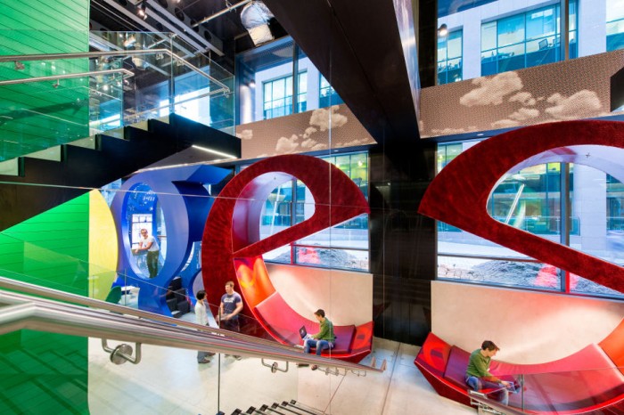 The giant letters house 'work pods' which are commonly found throughout all of Google's complexes.