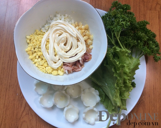 salad ngon, salad trứng, salad ngô trứng