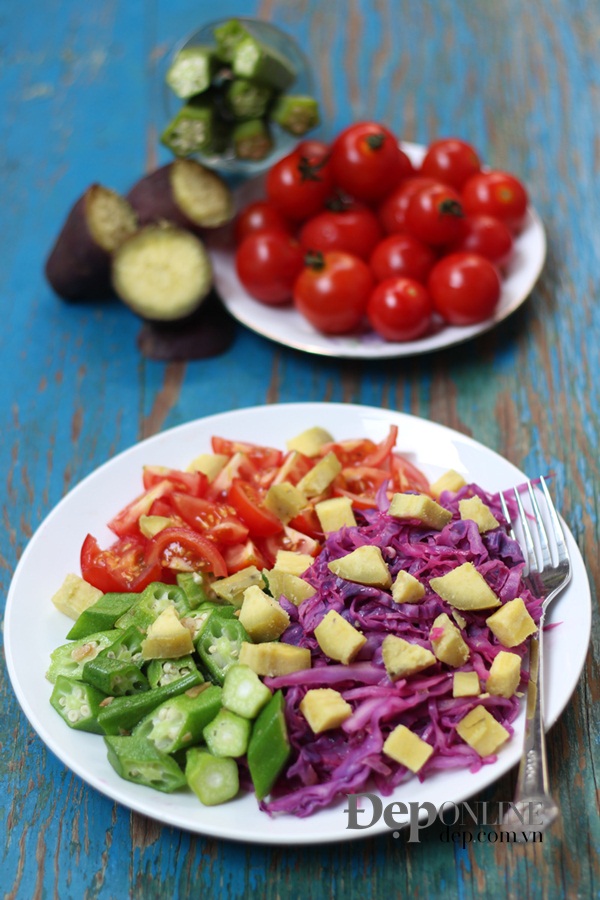salad khoai lang, salad bắp cải tím, món salad ngon, salad mùa hè