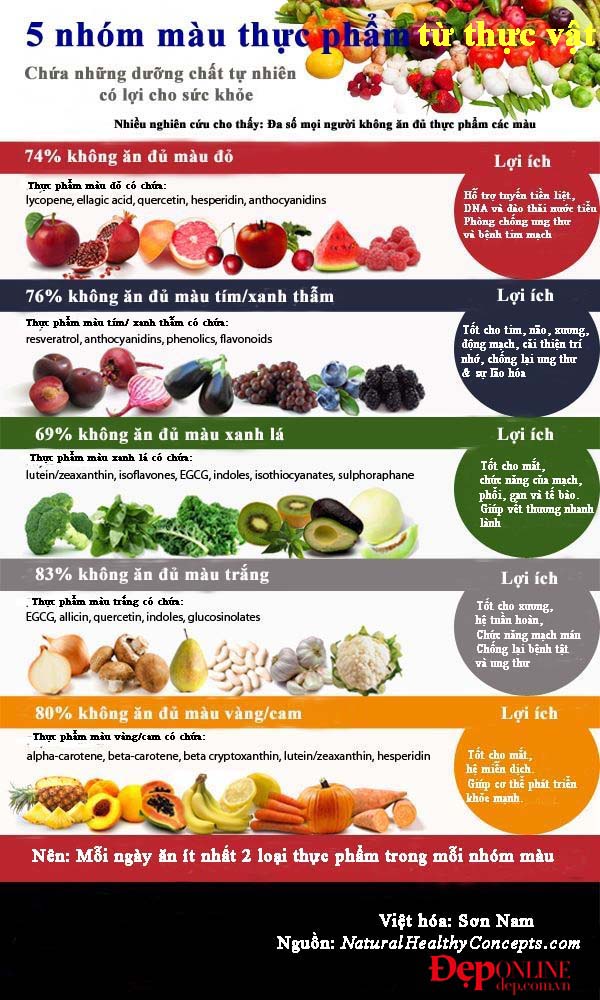 5 nhóm màu thực phẩm từ thực vật, những loại thực phẩm tốt cho sức khỏe, thực phẩm từ thực vật, thực phẩm ăn chay tốt