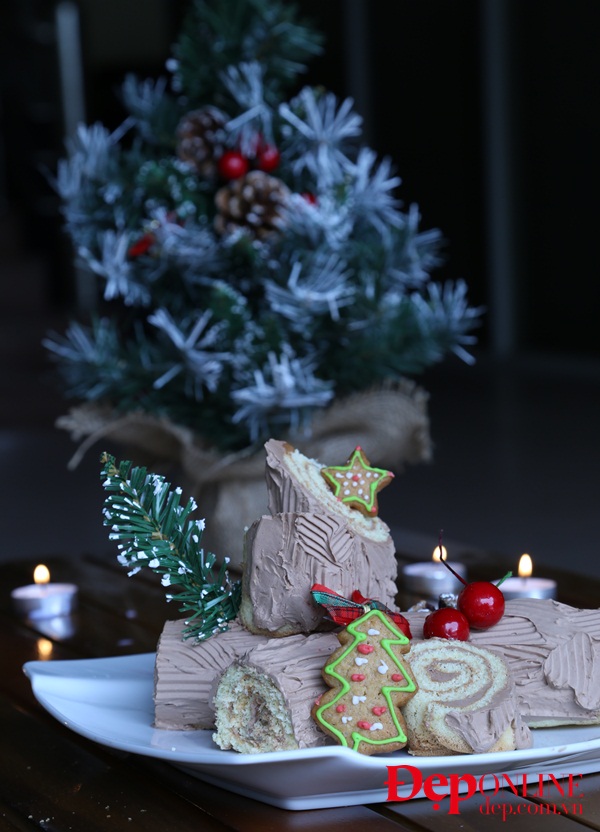bánh khúc cây, cách làm bánh khúc cây, công thức bánh khúc cây, bánh Noel, bánh cho Giáng sinh