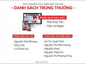 Công bố kết quả trải nghiệm website Đẹp Online – Nhận quà trúng thưởng