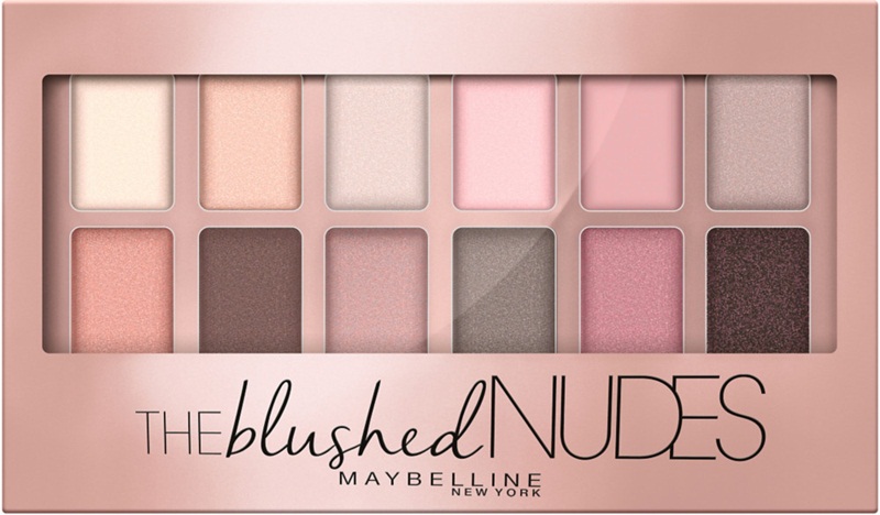 Bảng màu mắt Maybelline - The blushed NUDES (18$) với 12 tông màu liên quan đến sắc hồng vô cùng dễ kết hợp để sở hữu lớp trang điểm mắt mong muốn.