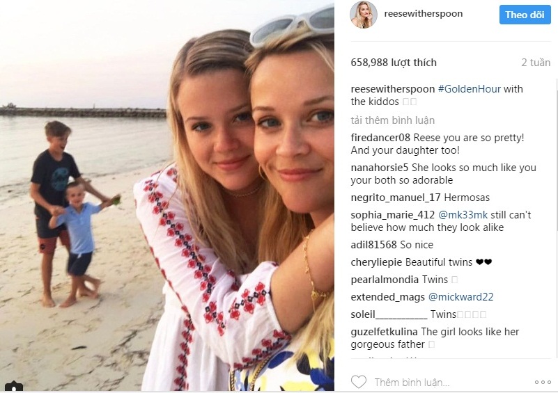 Bức ảnh chụp cùng con gái mới nhất trên instagram của Reese Witherspoon