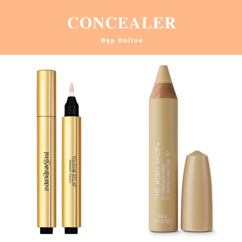 Sản phẩm cao cấp: YSL Touché Éclat Concealer in Luminous Radiance, $40 (khoảng 920.000VND). Sản phẩm Dupe: The Body Shop Concealer màu 04, $14.50 (khoảng 330.000VND).