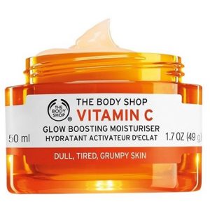 The Body Shop Vitamin C Glow Boosting Moisturizer: Gel dưỡng ẩm mát lạnh, kết cấu mỏng nhẹ chứa vitamin C giúp da tươi tắn