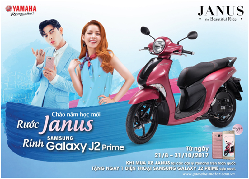Mua xe Yamaha Janus được tặng điện thoại Samsung Galaxy J2 Prime