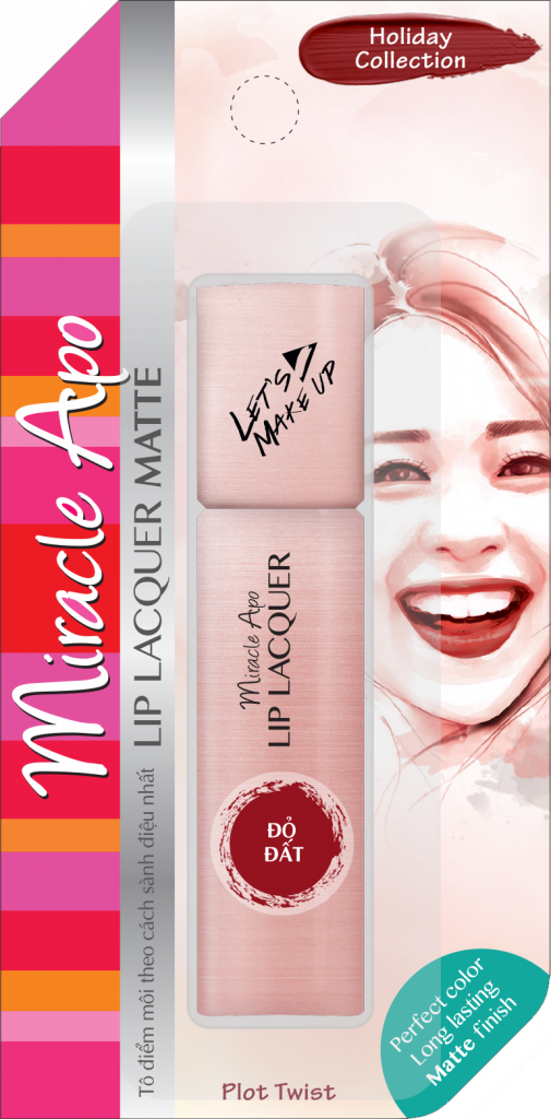 Miracle Apo - Lip Lacquer Plot Twist: Son kem lì màu đỏ đất. giá: 150.000VND