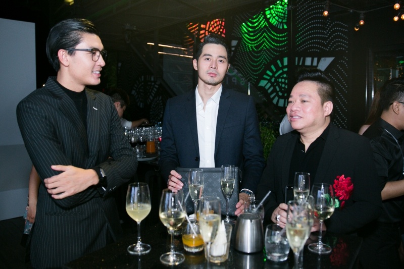 (Từ trái qua) Người mẫu Quang Đại, người mẫu Dương Mạc Anh Quân, doanh nhân Huy Cận 