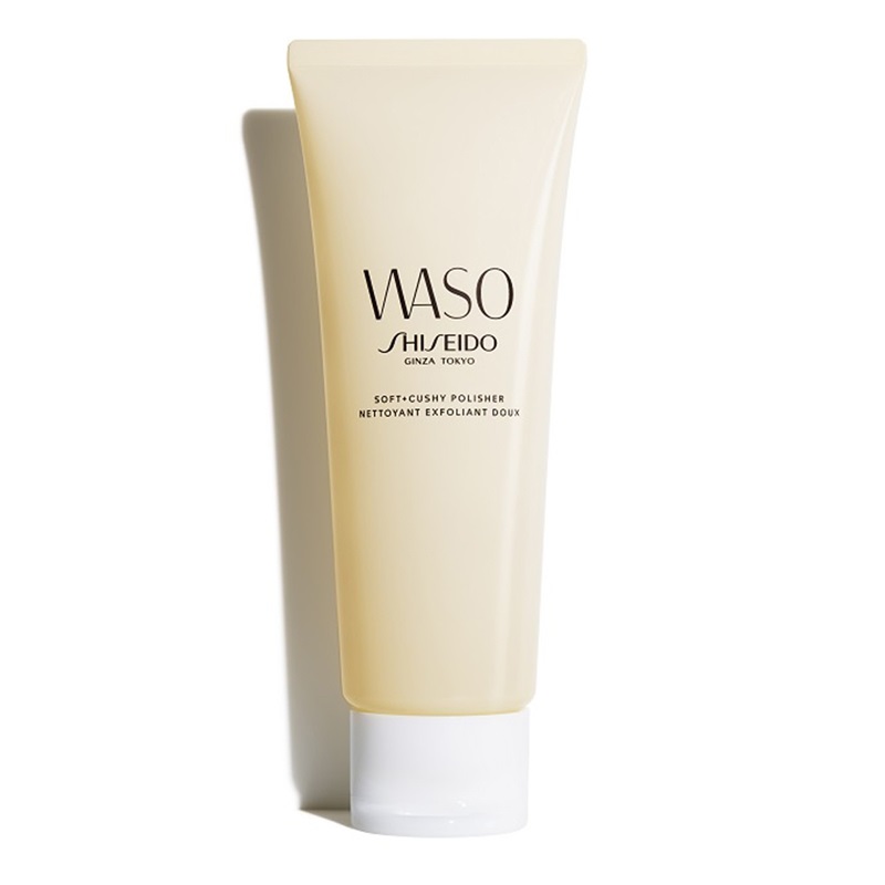 Shiseido Waso Soft + Cushy Polisher: Kem tẩy tế bào chết chứa chiết xuất đậu nành. Giá: 790.000VND