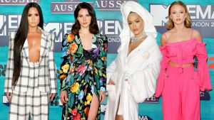 Rita Ora choàng khăn tắm, Demi Lovato khéo khoe “vòng 1” trên thảm đỏ MTV EMA 2017