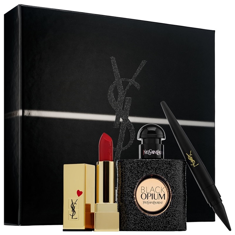 Yves Saint Laurent Black Opium Beauty Gift Set: bộ quà gồm nước hoa, son và mascara. Giá 91$ (khoảng 2.002.000VND)