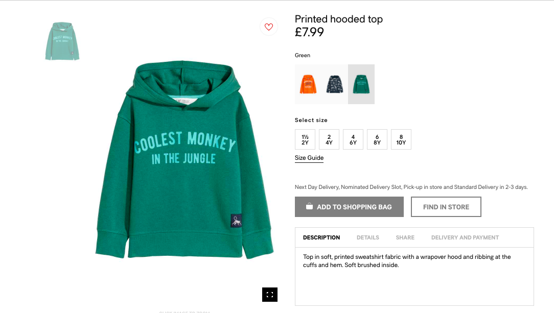 Những chiếc áo vẫn được bán trên website của H&M và chỉ có hình ảnh sản phẩm.