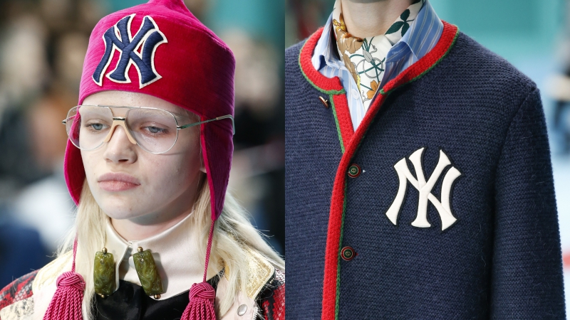 Logo của đội bóng chày New York Yankees ở New York xuất hiện trên những thiết kế Thu Đông 2018-2019 của Gucci. 