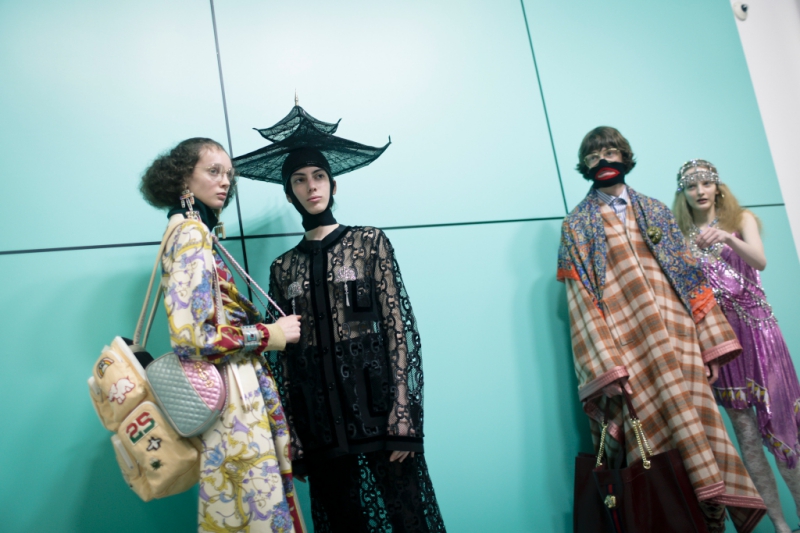 Backstage at Gucci RTW Fall 2018