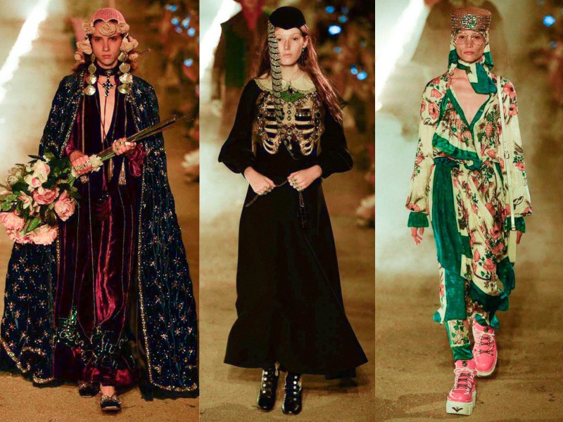 Những người mẫu không tên tuổi thể hiện xuất sắc những trang phục của NTK Alessandro Michele cho Gucci. 