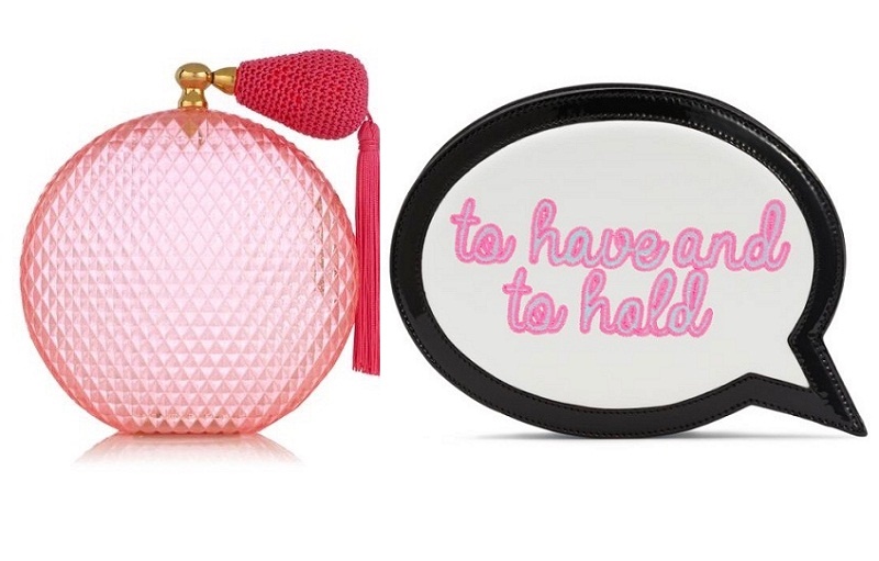 Bạn lựa chọn “bình nước hoa” hồng rực của Charlotte Olympia hay túi có chữ “To Have and To Hold” đây? 