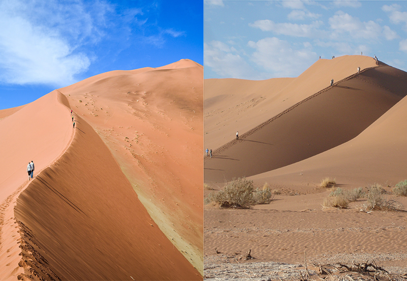 Hai đụn cát nổi tiếng nhất của Namibia: Big Daddy (trái) và Big Mama.