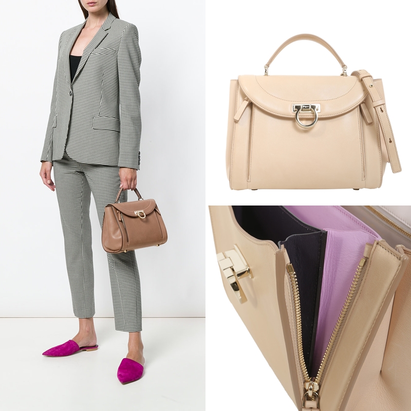 Chiếc túi xách mà thư ký Kim lựa chọn cho set đồ trên là túi xách Sofia Rainbow của Salvatore Ferragamo. Túi có nhiều ngăn với phần lót da bên trong mang màu sắc đối lập với da bên ngoài, tạo điểm nhấn độc đáo. Túi có giá khoảng từ 46 triệu đồng, tùy theo kích thước, chất liệu da. 