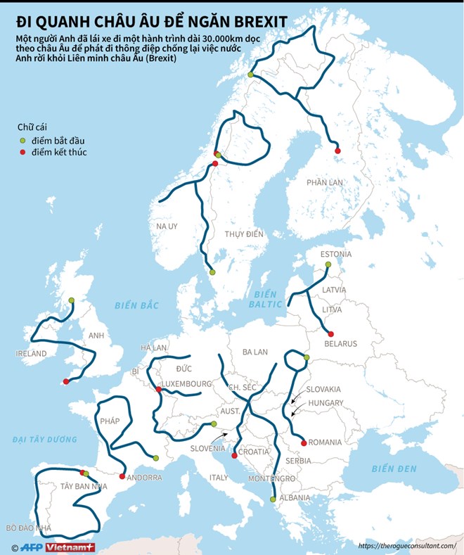 Lái xe 30.000km vòng quanh châu Âu để ngăn tiến trình Brexit