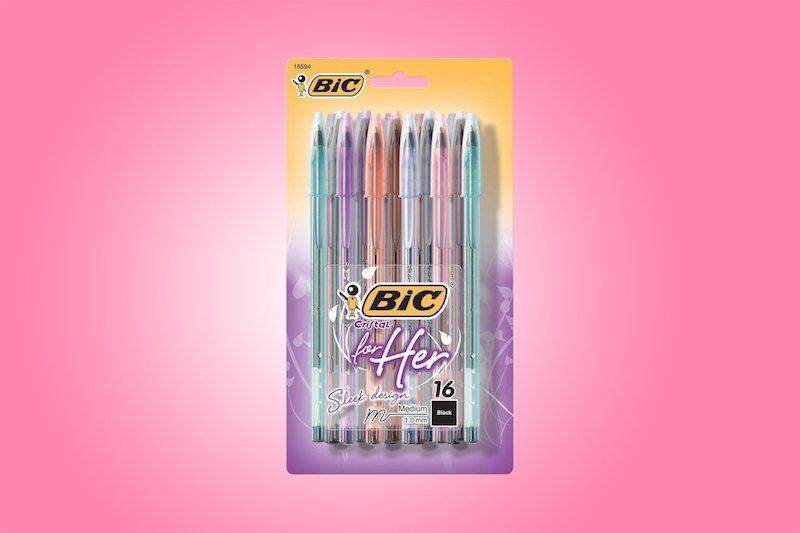 Sản phẩm bút bi dành cho nữ giới của Bic, vốn chỉ khác về màu sắc nhưng giá lại đắt hơn nhiều so với loại thông thường.