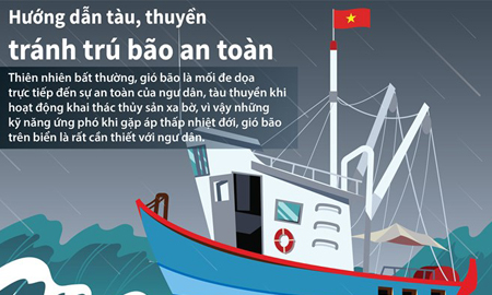 [Infographics] Hướng dẫn tàu, thuyền tránh trú bão an toàn