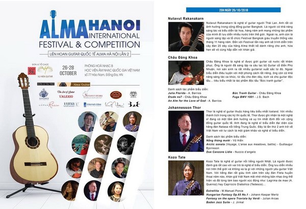 Festival guitar quốc tế Alma Hà Nội sẽ diễn ra vào cuối tháng 10