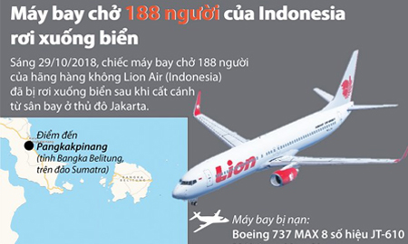 [Infographics] Máy bay chở 188 người của Indonesia rơi xuống biển