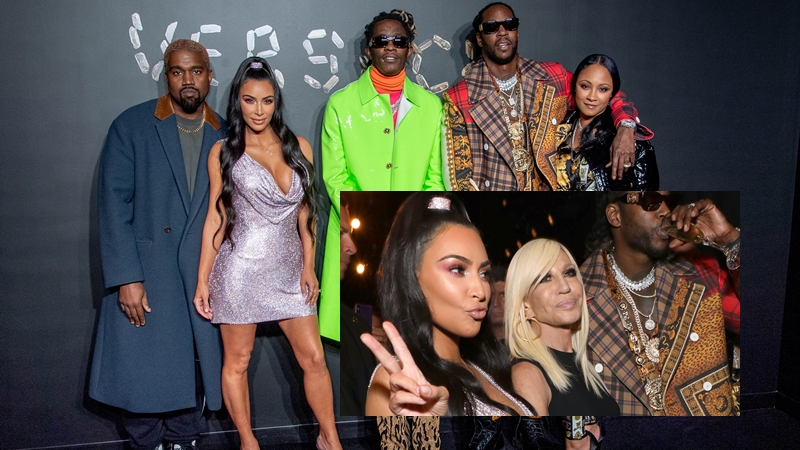 Kim Kardashian West và Kanye West “quậy tưng” thảm đỏ show diễn của Versace