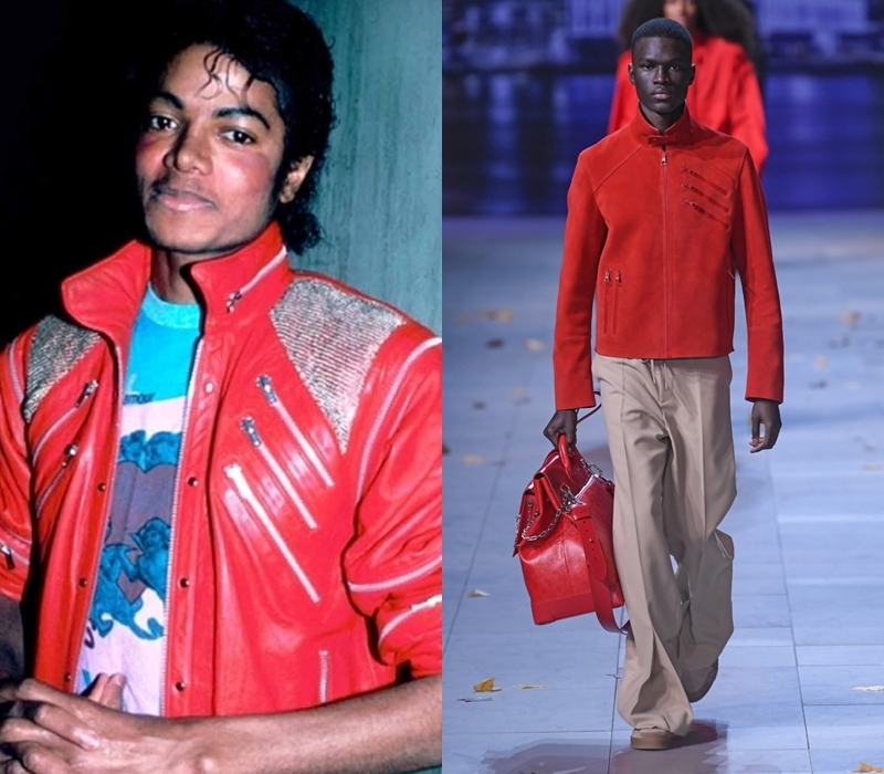 Hay mẫu áo khoác da màu đỏ theo phong cách quân đội mà MJ đã mặc trong MV "Thriller" cũng xuất hiện trong BST Thu Đông 2019 của nhà mốt nước Pháp.