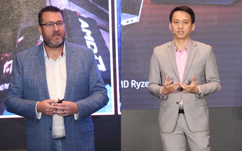 Ông Peter Chambers, Giám đốc Kinh doanh AMD khu vực Châu Á-Thái Bình Dương- Nhật bản và ông Lim Choon Teck - Tổng Giám đốc HP Việt Nam chia sẻ tại sự kiện.