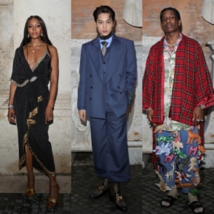 Kai (EXO) đeo choker đinh ngồi hàng đầu show Gucci Cruise 2020 cùng Naomi Campbell và rapper A$AP Rocky