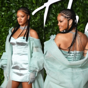 Rihanna diện đồ màu mint nổi bật trên thảm đỏ The Fashion Awards 2019