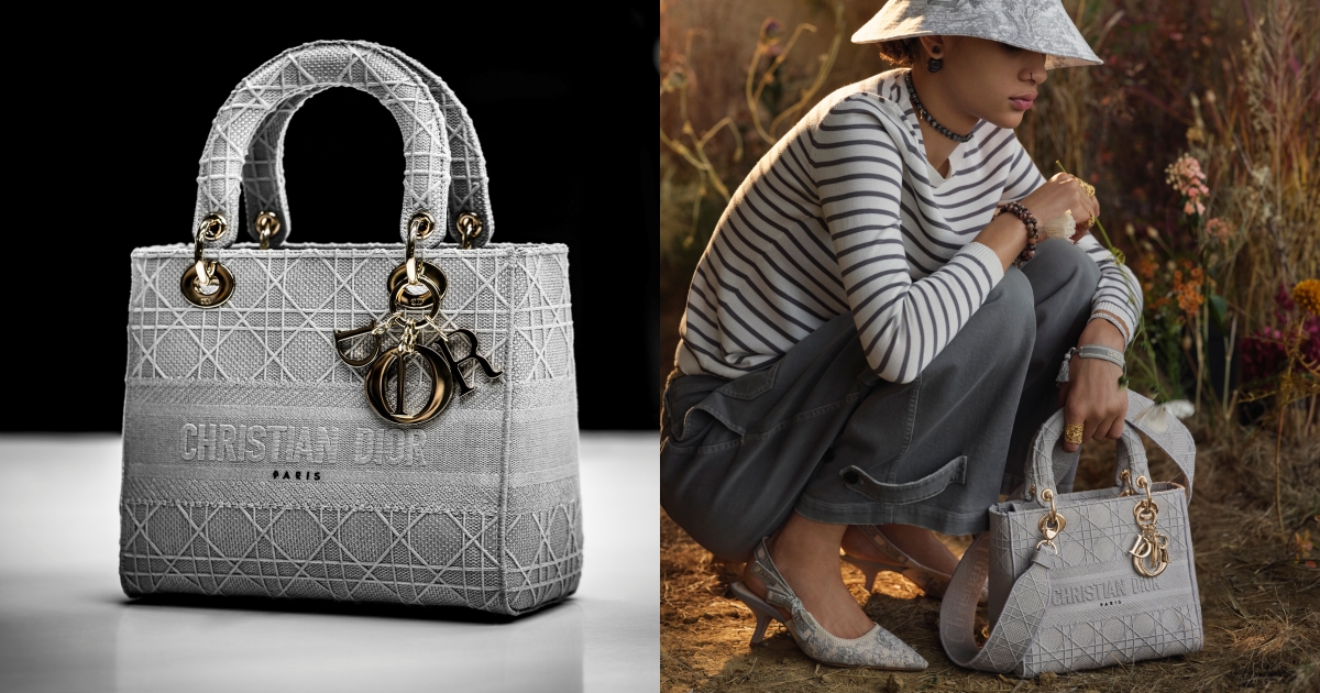 Dior Medium Lady DLite Bag in Black Cannage Embroidery  Meghan Markles  Handbags  Meghans Fashion