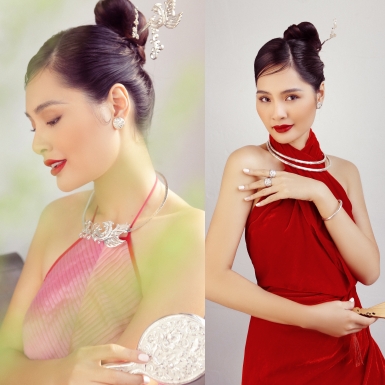 Hoa hậu Hương Giang khoe nhan sắc trẻ trung, dịu dàng trong trang phục truyền thống cách điệu