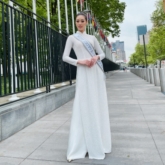 Hoa hậu Khánh Vân diện áo dài trắng, thăm phái đoàn Việt Nam tại Liên Hợp Quốc và Lãnh sự quán Việt Nam tại New York
