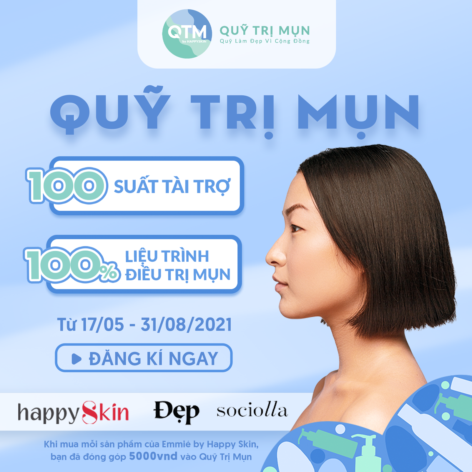 Ra mắt “Quỹ trị mụn” đầu tiên tại Việt Nam, tài trợ 100 suất trị mụn miễn phí