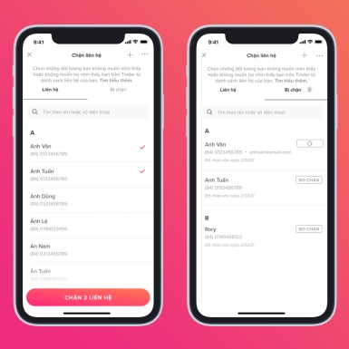 Tính năng mới giúp chặn người yêu cũ dành cho các thành viên của Tinder