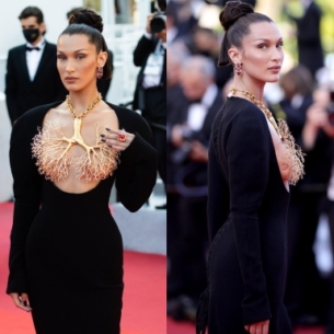 Bella Hadid “hạ gục” mọi ánh nhìn trên thảm đỏ LHP Cannes với đầm couture của Schiaparelli