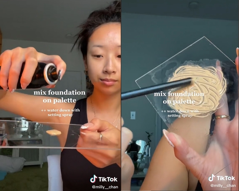 Tiktoker chỉ cách trộn kem nền để có làn da baby
