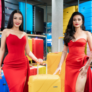 Hoa hậu Ngọc Châu, Á hậu Thuỷ Tiên gây thương nhớ với thiết kế đầm đỏ quý phái